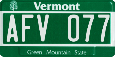 VT license plate AFV077