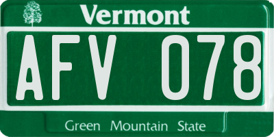VT license plate AFV078