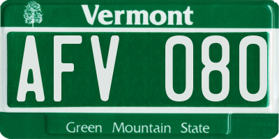 VT license plate AFV080