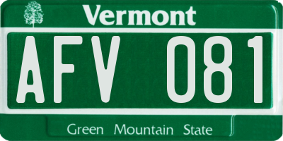 VT license plate AFV081