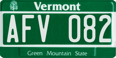 VT license plate AFV082