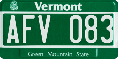 VT license plate AFV083