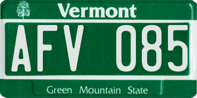 VT license plate AFV085