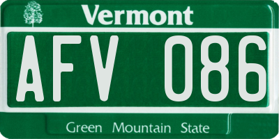 VT license plate AFV086