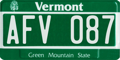 VT license plate AFV087