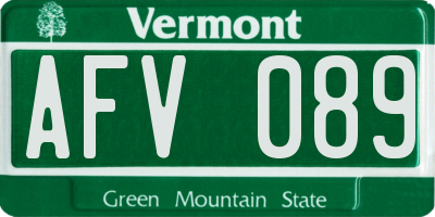 VT license plate AFV089