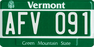 VT license plate AFV091