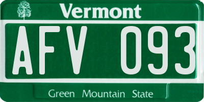 VT license plate AFV093