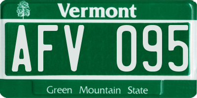 VT license plate AFV095