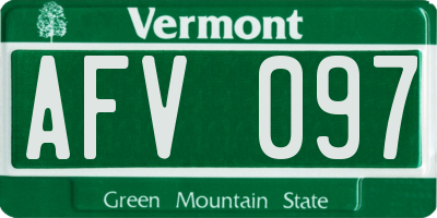 VT license plate AFV097