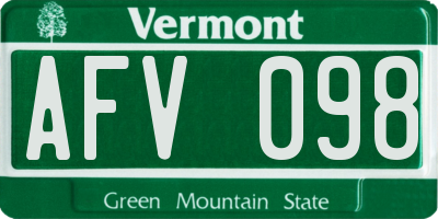 VT license plate AFV098