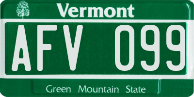 VT license plate AFV099