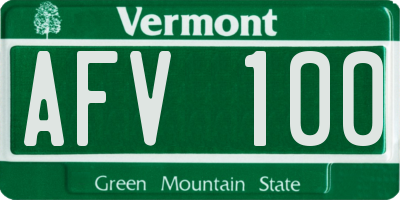 VT license plate AFV100