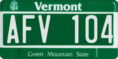 VT license plate AFV104