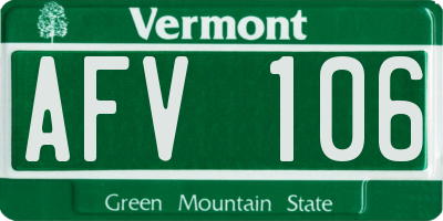 VT license plate AFV106