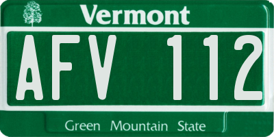 VT license plate AFV112