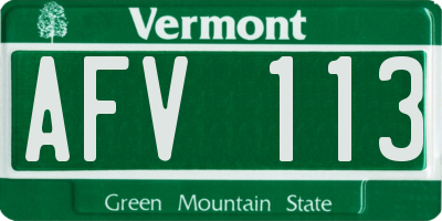 VT license plate AFV113