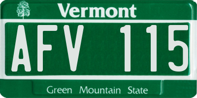 VT license plate AFV115