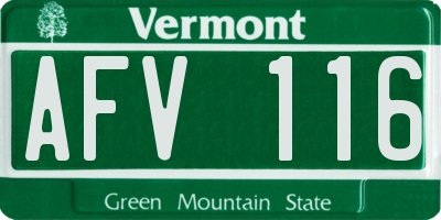 VT license plate AFV116