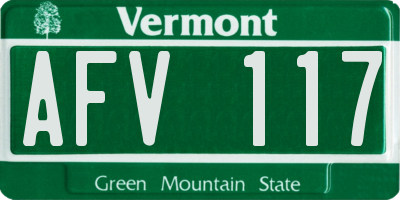 VT license plate AFV117