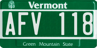 VT license plate AFV118