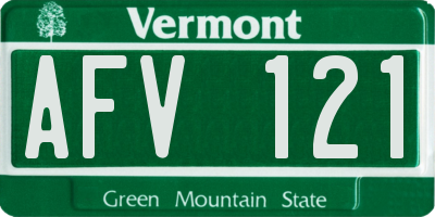 VT license plate AFV121