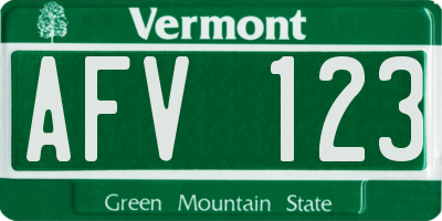 VT license plate AFV123