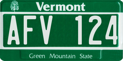 VT license plate AFV124