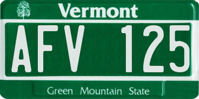 VT license plate AFV125