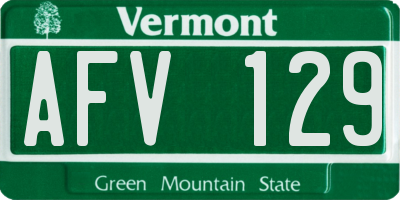 VT license plate AFV129