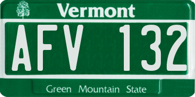 VT license plate AFV132