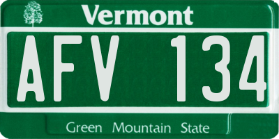 VT license plate AFV134