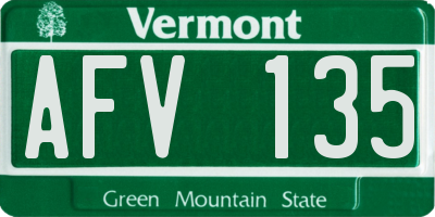 VT license plate AFV135