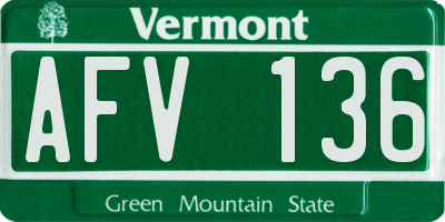 VT license plate AFV136