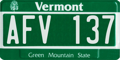 VT license plate AFV137