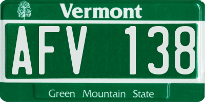 VT license plate AFV138