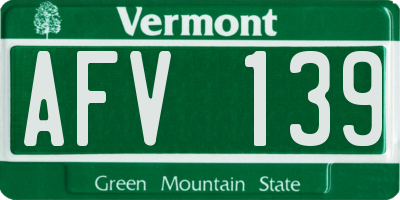 VT license plate AFV139