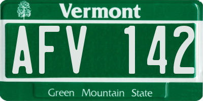 VT license plate AFV142