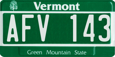 VT license plate AFV143
