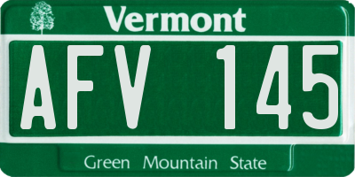 VT license plate AFV145