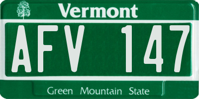 VT license plate AFV147