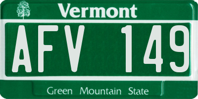 VT license plate AFV149