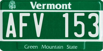 VT license plate AFV153