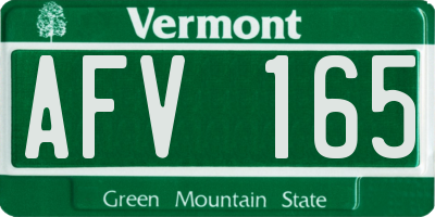 VT license plate AFV165