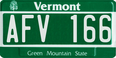 VT license plate AFV166