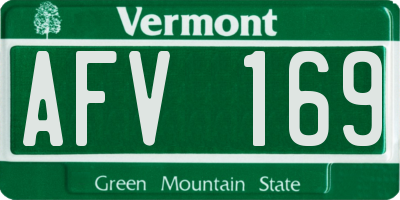 VT license plate AFV169