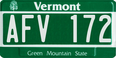 VT license plate AFV172