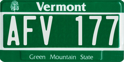 VT license plate AFV177