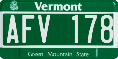 VT license plate AFV178