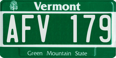 VT license plate AFV179